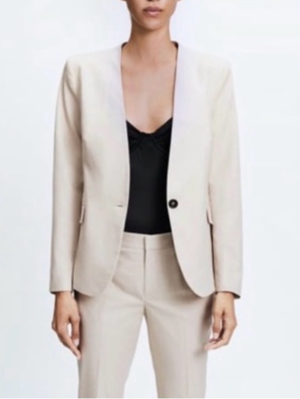 Zara Light Cream Single-Button Women's Blazer